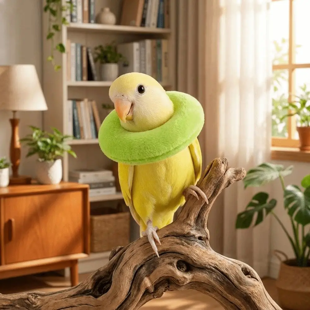 Soft Parrot Recovery Cone Comfortable Breathable Bird Elizabethan Collar Adjustable Anti-Bite Bird Protective Collar Pet Cage