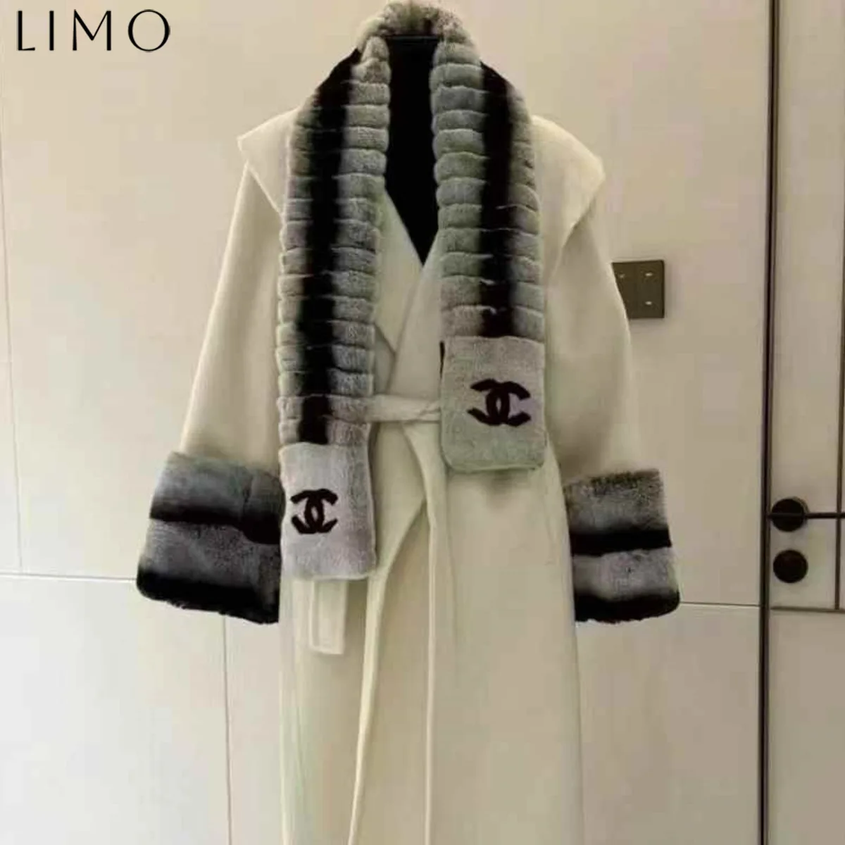 

LIMO 2025 Designer Scarf Collar Coat Women’s Wool Cotton Long Jacket Commuter Travel Autumn Winter Fashion Outerwear