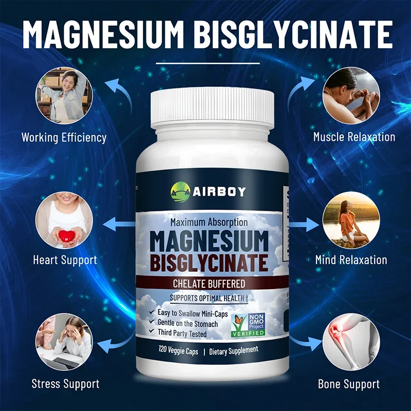 

Magnesium Bisglycinate - Prevents Muscle Soreness and Supports Cardiovascular and Digestive Health