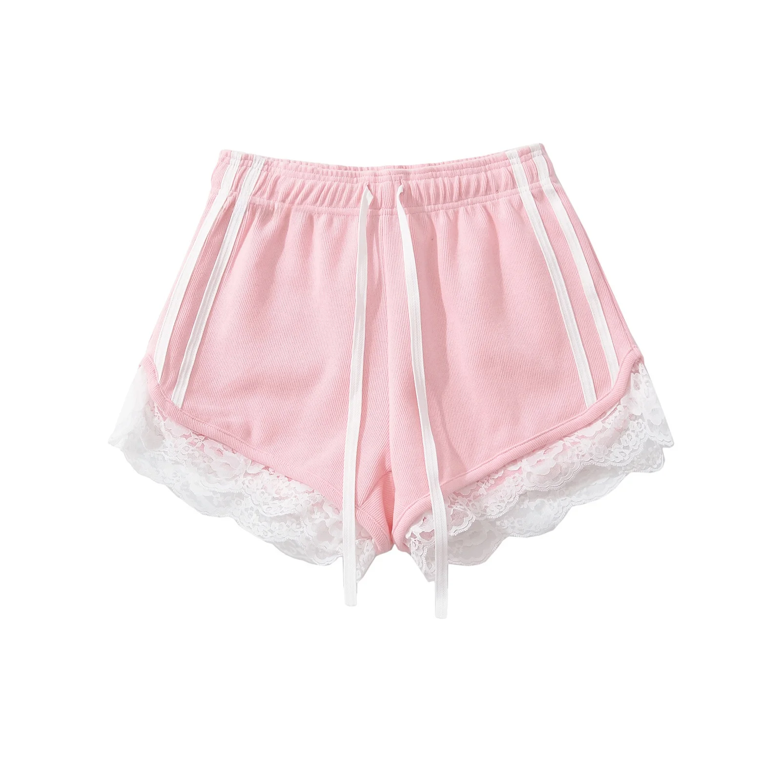 Doux école taille haute jambe large ort pantalon femmes été dentelle garniture épissage ample pantalons décontractés coréen Sle Streetwear