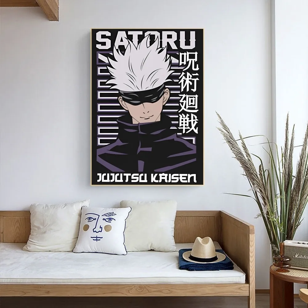 Jujutsu Kaisen Anime Poster Self-adhesive Art Poster Retro Kraft Paper Sticker DIY Room Bar Cafe Vintage Decorative