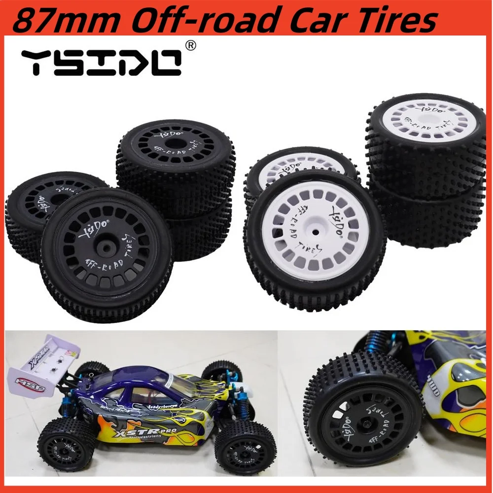 87mm 1/10 2WD RC Off-Road Buggy Car Rubber Tire Wheel for XB2 Serpent SRX2 SRX4 Traxxas Bandit Tekno EB410 Tamiya DT02