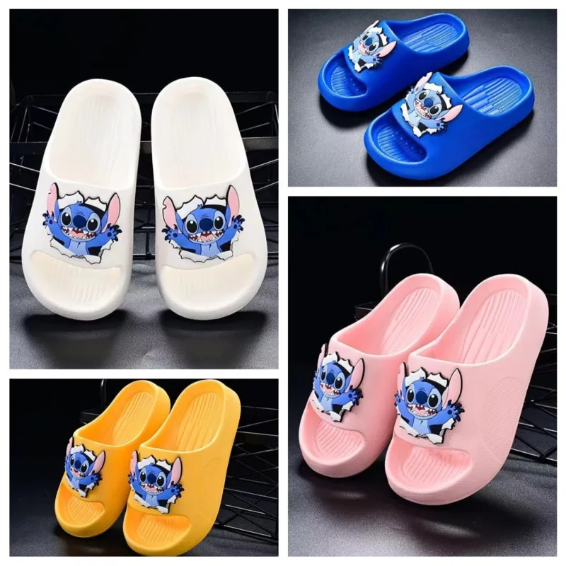 Disney Lilo Stitch Kid Slippers Summer Non-slip Soft Ground Creative Soft Soled Sandals Children's Beach Bathing Slippers