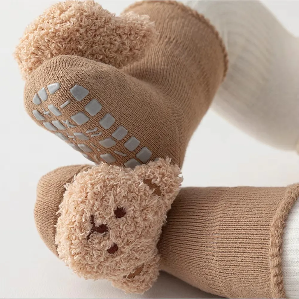 Thickening Combed Cotton Winter Soft Cotton Bear Socks Little Bear Newborn Toddler Sock Antiskid Anti Slip Soled Sock Girl C74