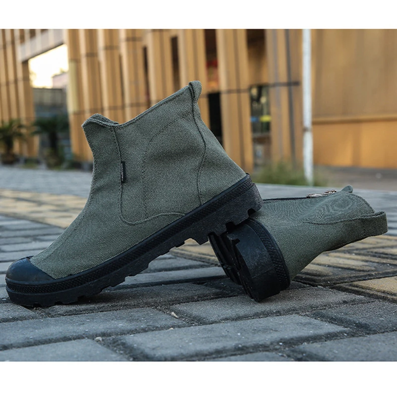 2025 Spring Autumn Canvas Shoes Mens Ankle Boots Flat Non-slip Cloth Shoes Breathable Brand Male Footwear Plus Size 45 D241