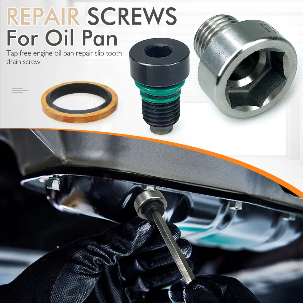 Automobile oil pan oil drain screw automobile stainless steel oil pan oil drain plug sliding tooth repair self-tapping oil screw