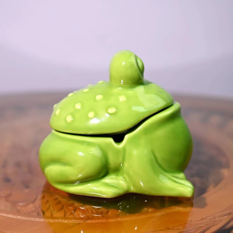 Keramik Katak Hijau Asbak Teh Hewan Peliharaan Aksesori Meja Desktop Dekorasi Interior Patung Katak Patung Katak Ornamen Dekorasi Rumah