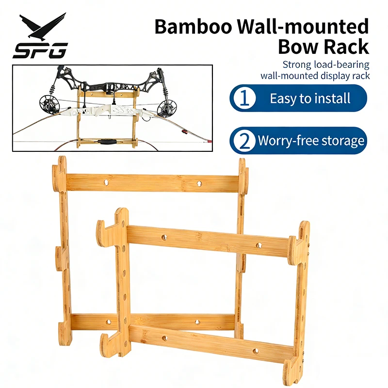 Bow Rack Wooden Wall-Mounted Arrow Storage Holder For Recurve Takedown Longbow Archery Shooting Accessories
