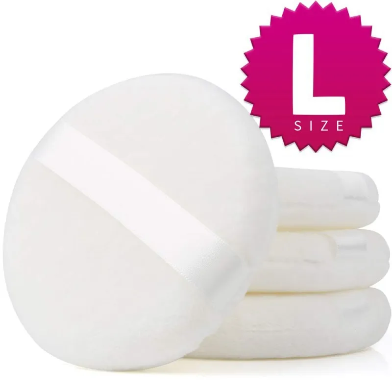 5pcs White Extra Large Makeup Puff Baby Powder Puffs Round Cotton Ribbon Glove Puff Powder Loose Soft Powder Applicator