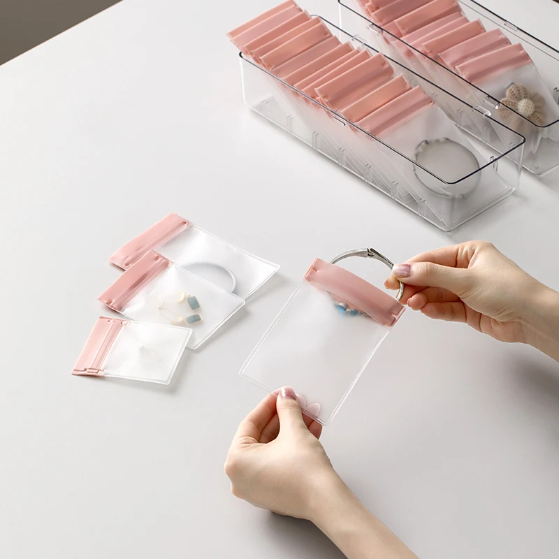 5 قطع من منظم مجوهرات السفر، حقيبة مجوهرات مخملية شفافة، حقيبة مجوهرات للسفر لرحلة السفر، حقائب مجوهرات شفافة قابلة لإعادة الغلق #5