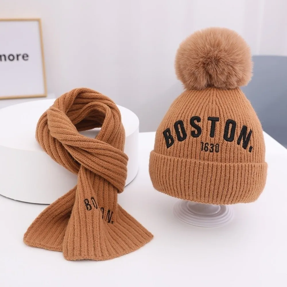 

Новый комплект шапки с шарфом и вышивкой BOSTON, ветрозащитная теплая теплая шапка для шеи, морозостойкая защитная шапка для ушей