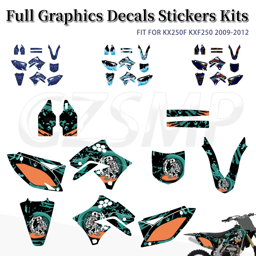 Motocross Graphics Backgrounds Decal Deco Sticker Kits Fit for KXF250 KX250F 2009-2012 2010 2011