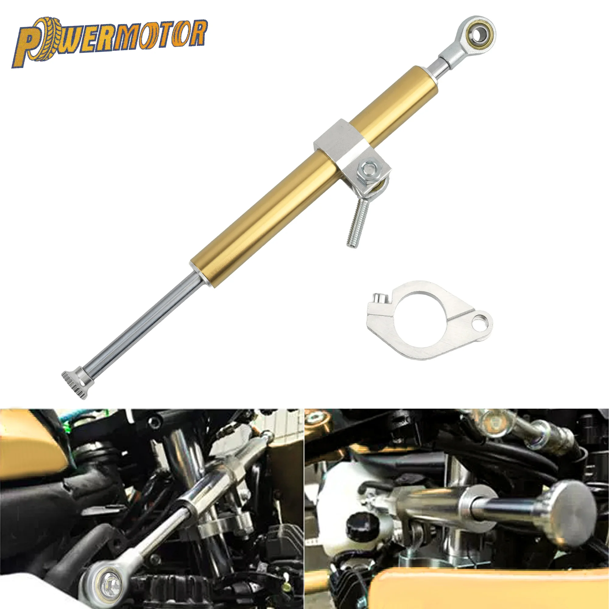 Motorcycle Adjustable Steering Damper Stabilizer Aluminum Alloy Safe Control for Yamaha Kawasaki Suzuki Universal Tuning Part Gold