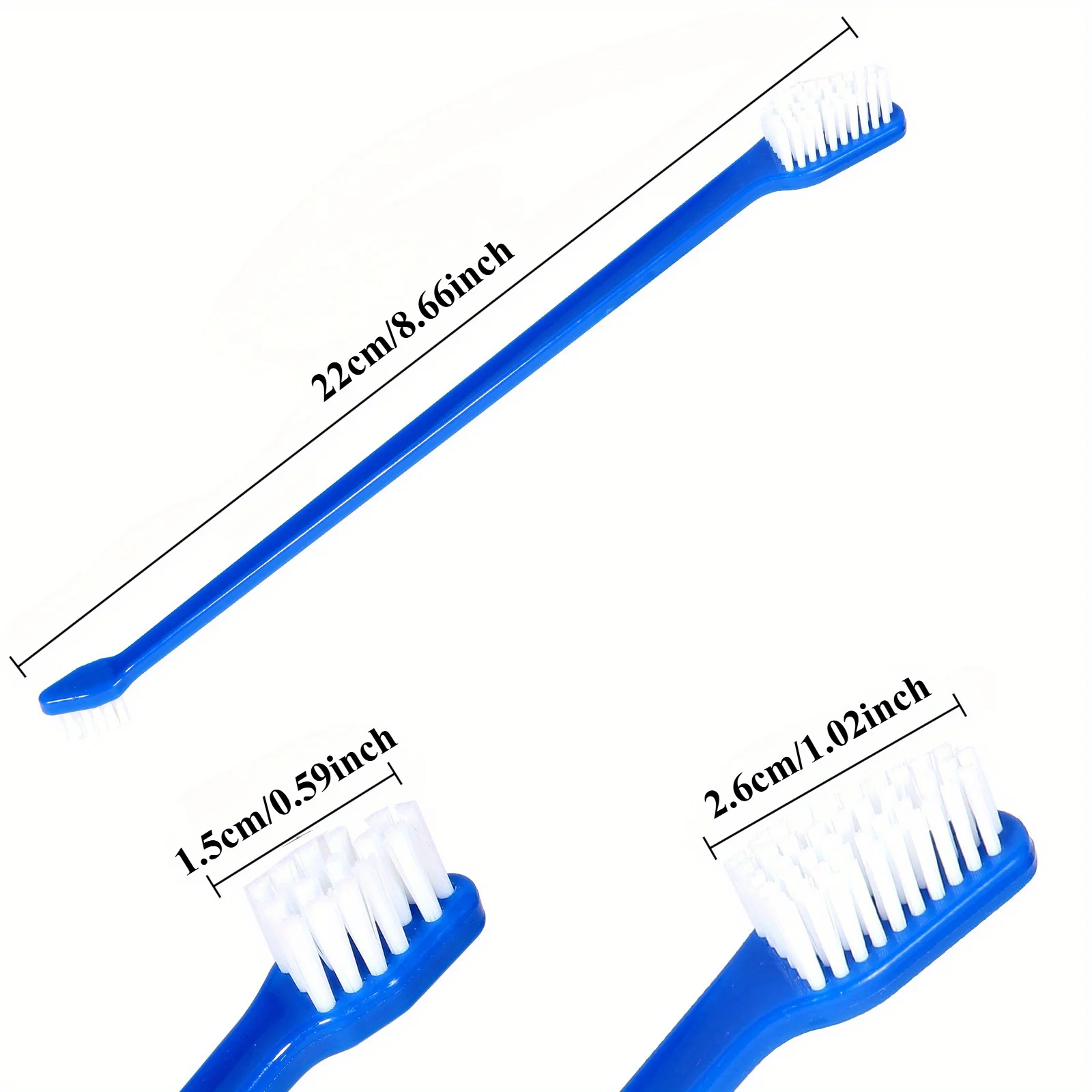 Double-headed pet toothbrush for cats and dogs - oral care, keeps breath fresh, durable PP material with soft bristles