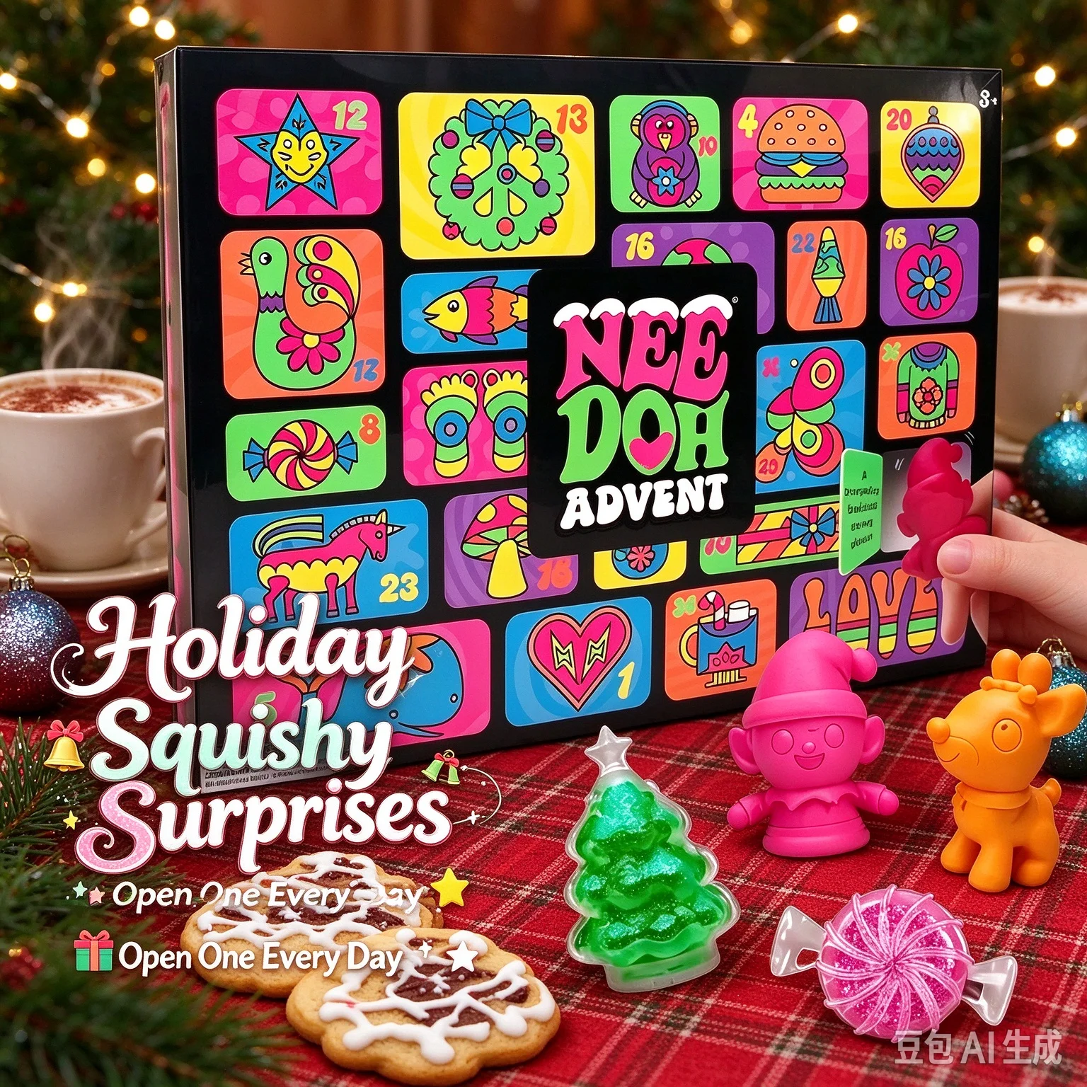 2026 NeeDoh Christmas Countdown Calendar 3D PVC Fidget Doll Advent Calendar Surprise Box Stress Relief Toy New Year Holiday Gift