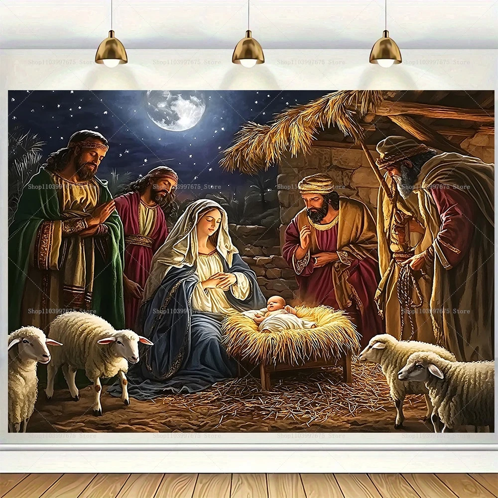 Frohe Weihnachten Jesus Geburt Szene Kulissen Weihnachten Party Dekorationen Krippe Fotografie Hintergrund Banner Photo Booth Requisiten