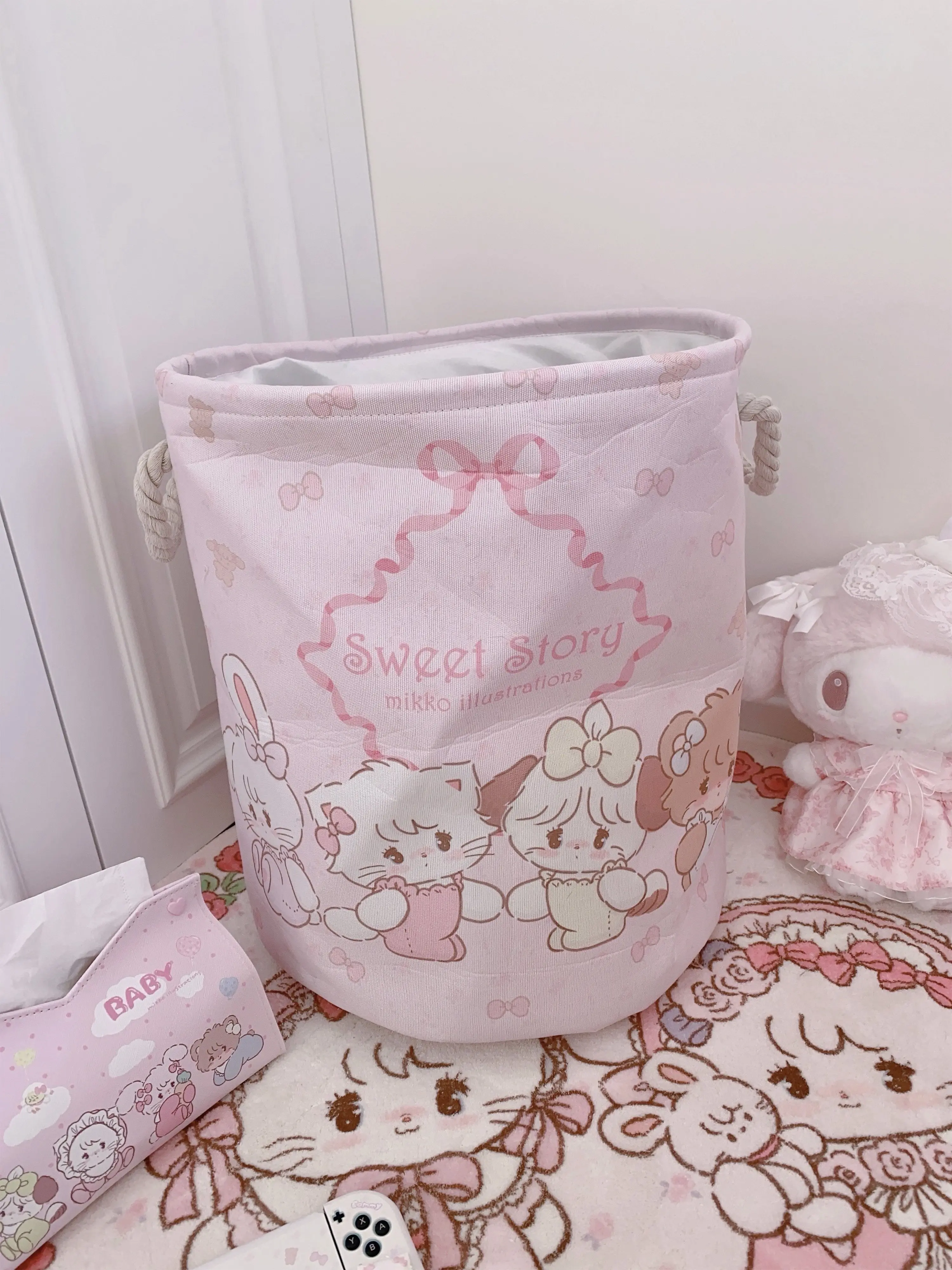 Cartoon Cute Dirty Clothes Basket Storage Bucket Household Large Capacity Dirty Clothes Basket Storage Dormitory Bear Rabbit