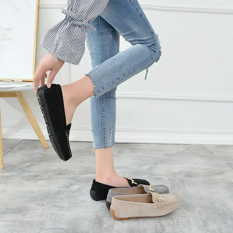 2024 Spring New Women Moccasins Flats Ladies Slip-on Casual Shoes Driving Shoes Quality Soft Genuine Leather Flat Shoes