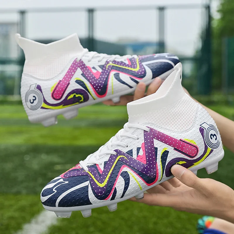 Children Football Boots FG/TF Anti-Slip High Top Soccer Shoes Professional Adult Training Shoes Outdoor Football Shoes