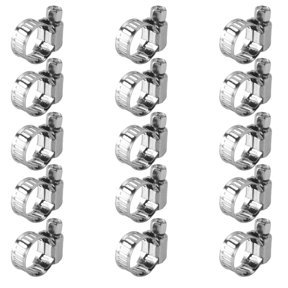 15 Pcs Stainless Steel 8mm to 12mm Hose Pipe Clamps Clips Fastener