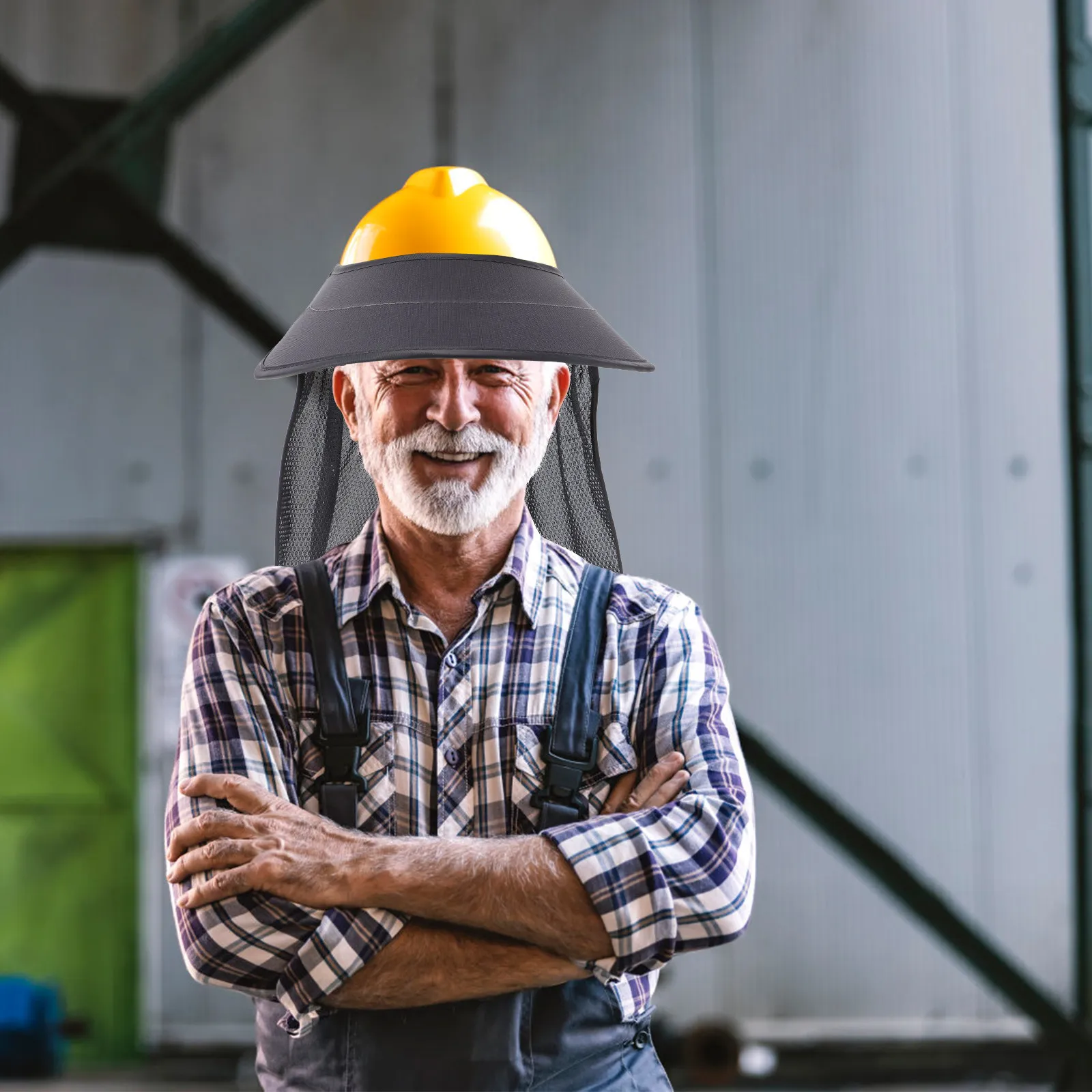 

Hard Hat Sun Shade Visor with Neck Cover Full Brim Ventilated Mesh Design Adjustable Fit for Outdoor Work Construction Sites