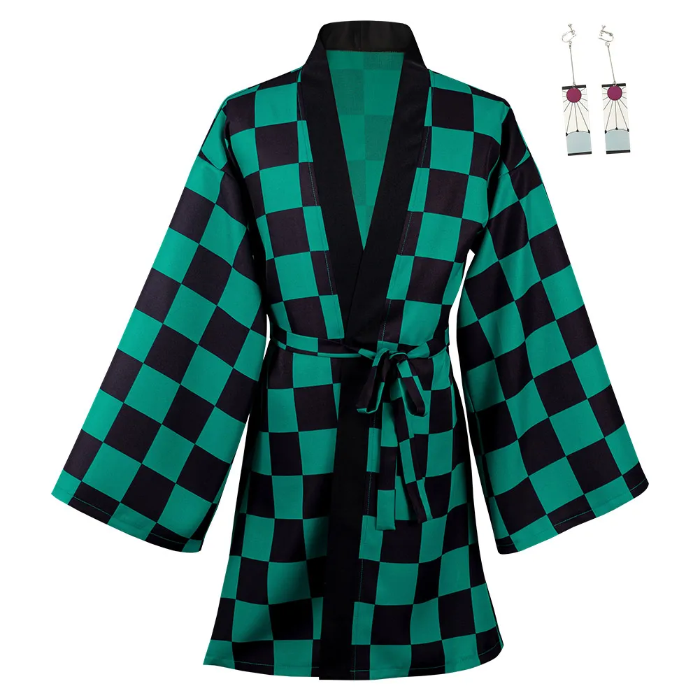 คามาโดแทนจิโร่คอสเพลย์อนิเมะปีศาจฆาตกรกิโมโนเสื้อคลุมชุดแฟนซีปลอมตัวชุดงานปาร์ตี้ Baju karnaval