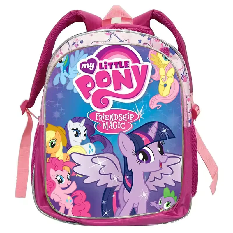 My Little Pony Rainbow Equestria Pink Backpack Kindergarten Schoolbags Double Shoulder Bag Leather Travel Bag Gifts