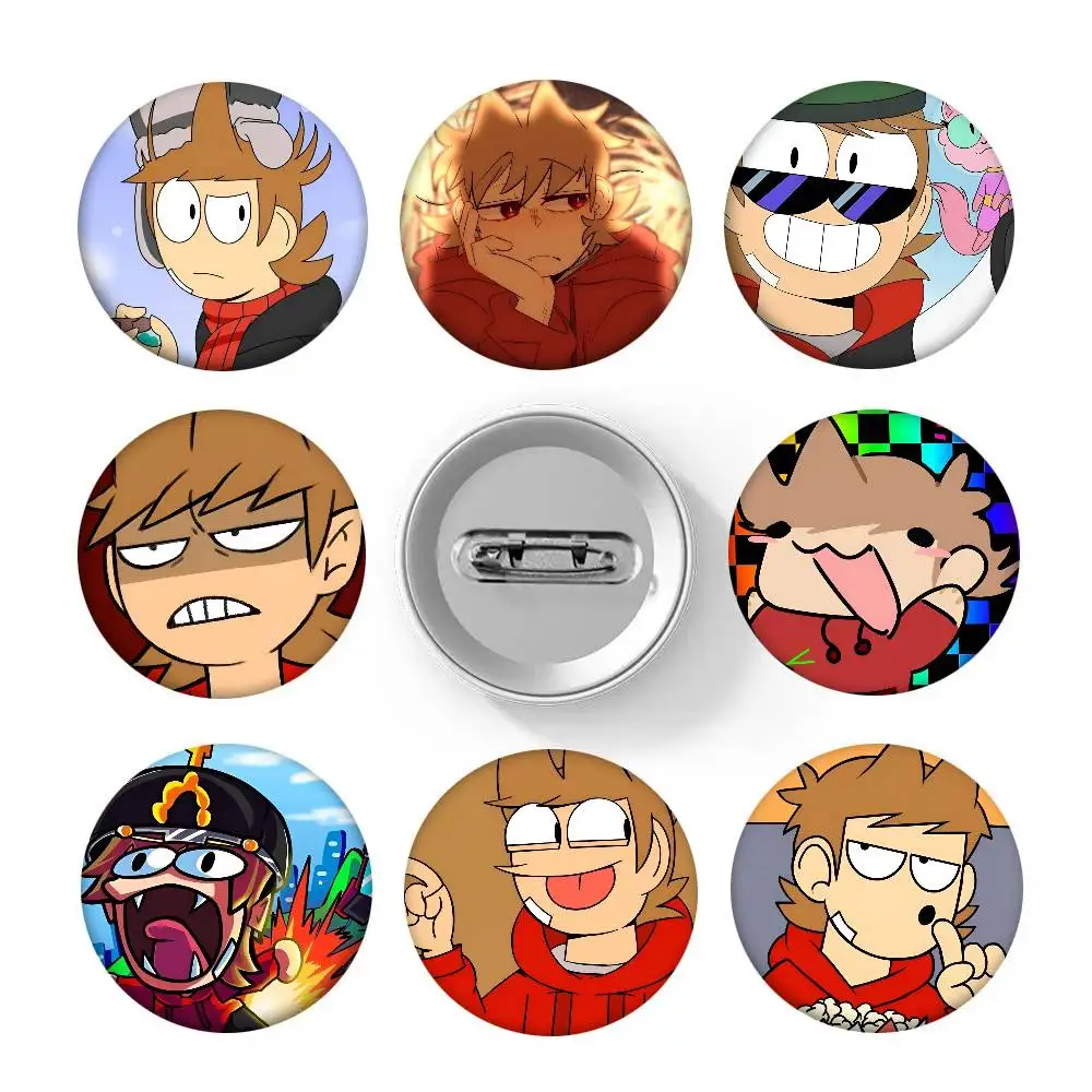Game Anime Eddsworld Tord Round Badge Lapel Pin Backpack Clothing Jewelry Accessories Gift Brooch