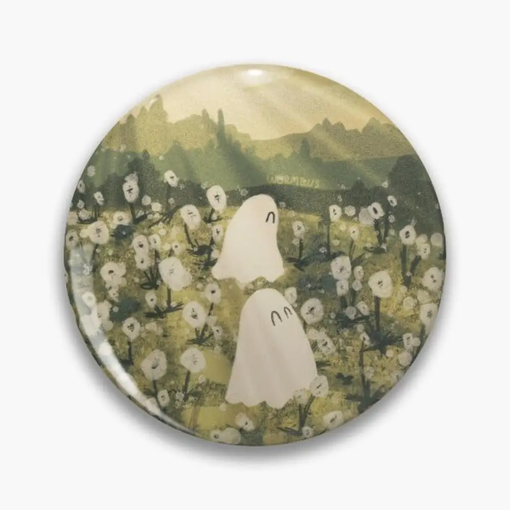 Ghosts Playing Amongst Dandelions!! Pin Buttons Brooches  Jewelry Accessory Customize Brooch Fashion Lapel Badges