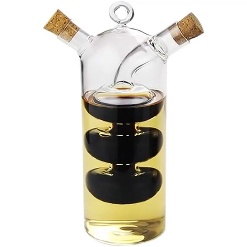 Sauce Oil Vinegar Glass Bottle Condiment Seasoning Sealed Kitchen Storage Bottles Jars Kitchen Tools 2-in-1 Double Layer Bottle