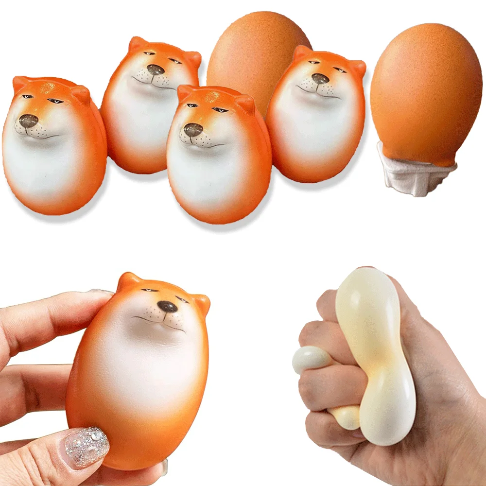 Creative Shiba Inu Realistic Egg Shape TPR Egg&Dog Union Desk Decor Desktop Ornaments For Home Office Fun Christmas Easter Gifts