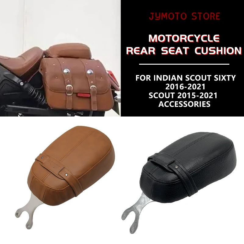 Motorcycle Rear Passenger Pillion Cushion Pad Leather Seat Black/Brown For Indian Scout Sixty 2016-2021 Scout 15-21 Accessories