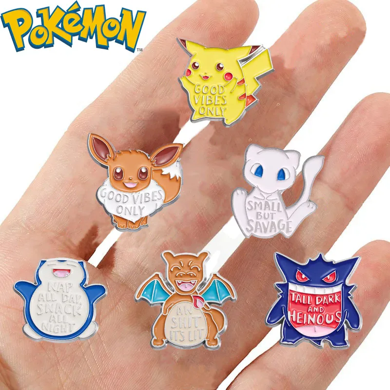 Pikachu Gengar Snorlax Cartoon Brooch Pokemon Cute Badge Decoration Cosplay Clothes Lapel Pin Accessories Children Jewelry Gifts