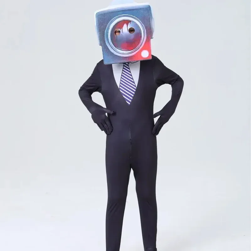 コスプレ衣装 スキビディ・スピーカーマン 面白いコスチューム ホラーゲーム トイレマン ボディスーツ パフォーマンス衣装,7;k'2.s;9,