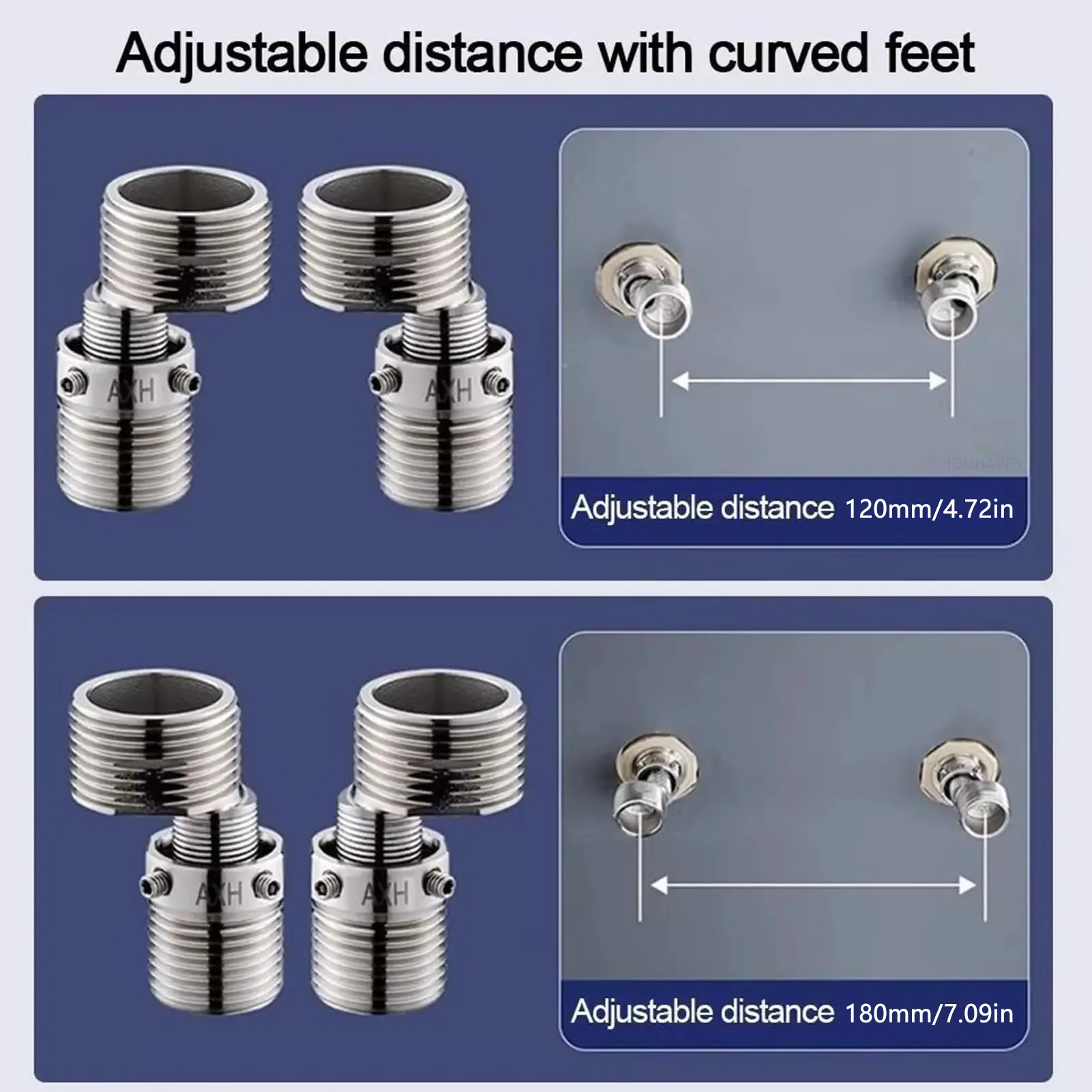 304 الفولاذ المقاوم للصدأ بزاوية منحني تعديل القدم الحائط سميكة غريب الأطوار المسمار الزاوية دش لمحول الصنبور