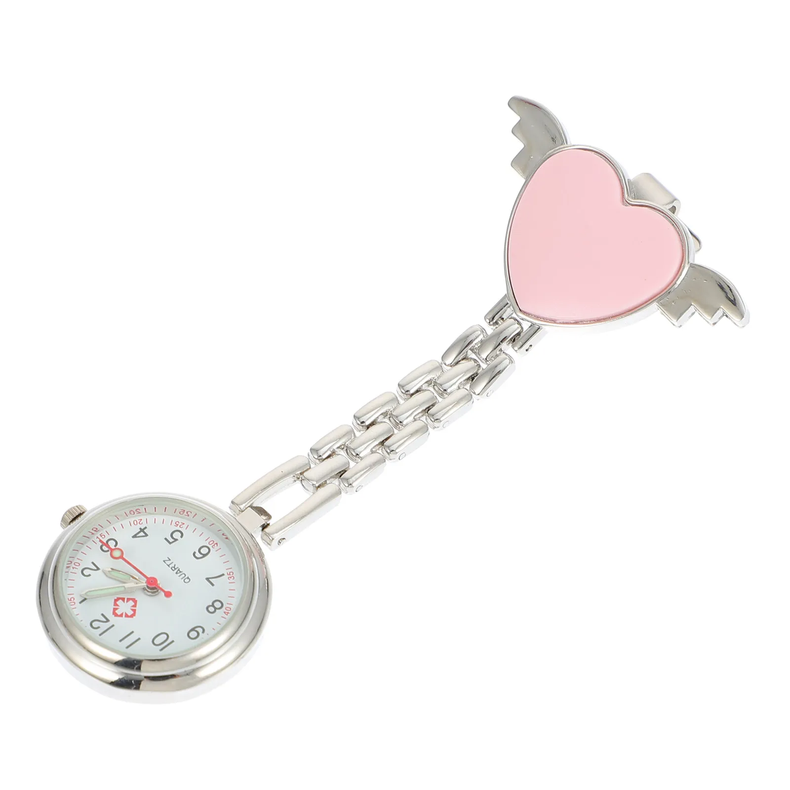 

Nurse Pocket Watch Heart Shape Design High Grade Alloy and Glass Material Luminous Dial Clear Scale Digital Friendly for Women