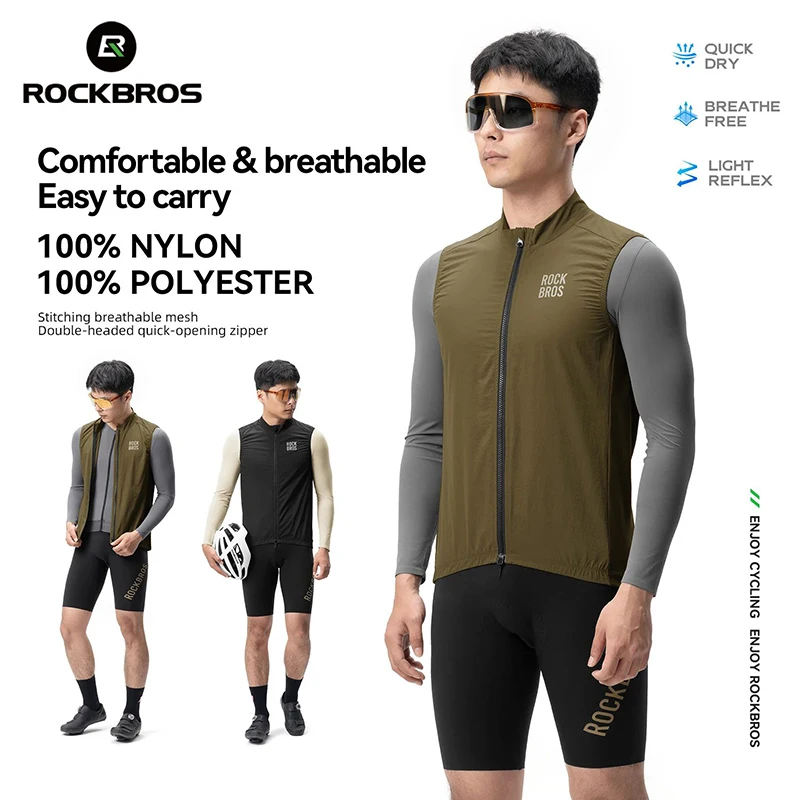 

ROCKBROS Cycling Vest Men Spring Summer Windproof Breathable With Pockets Sleeveless Jersey MTB Road Bike Top Clothes