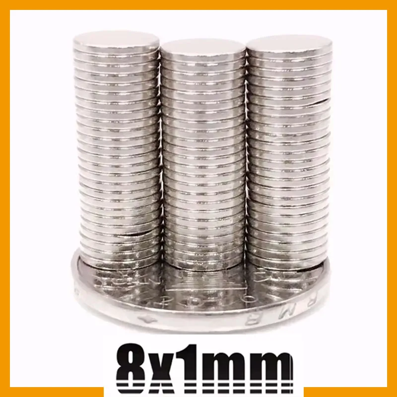 8x1mm 20/50/100/200/500pcs N35 NdFeB Super Powerful Strong Round Neodymium Magnet 8mm X 1mm Permanent Magnetic Imanes Disc 8x1