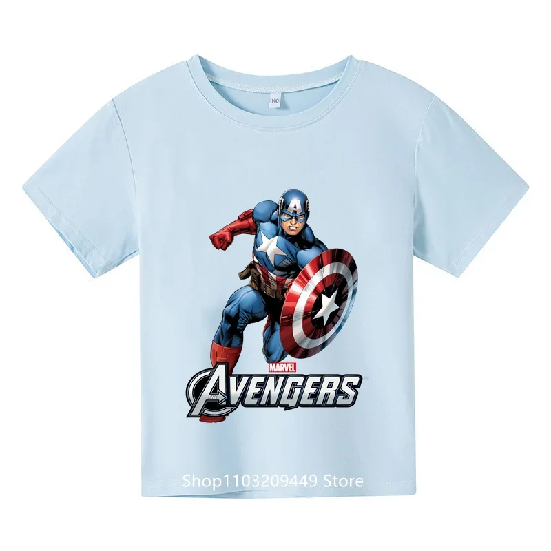 Cartoon Marvel Captain America T-shirt Boys Girls Casual cotton short sleeved Kids Student T-shirt Street Wear summer top T-shir