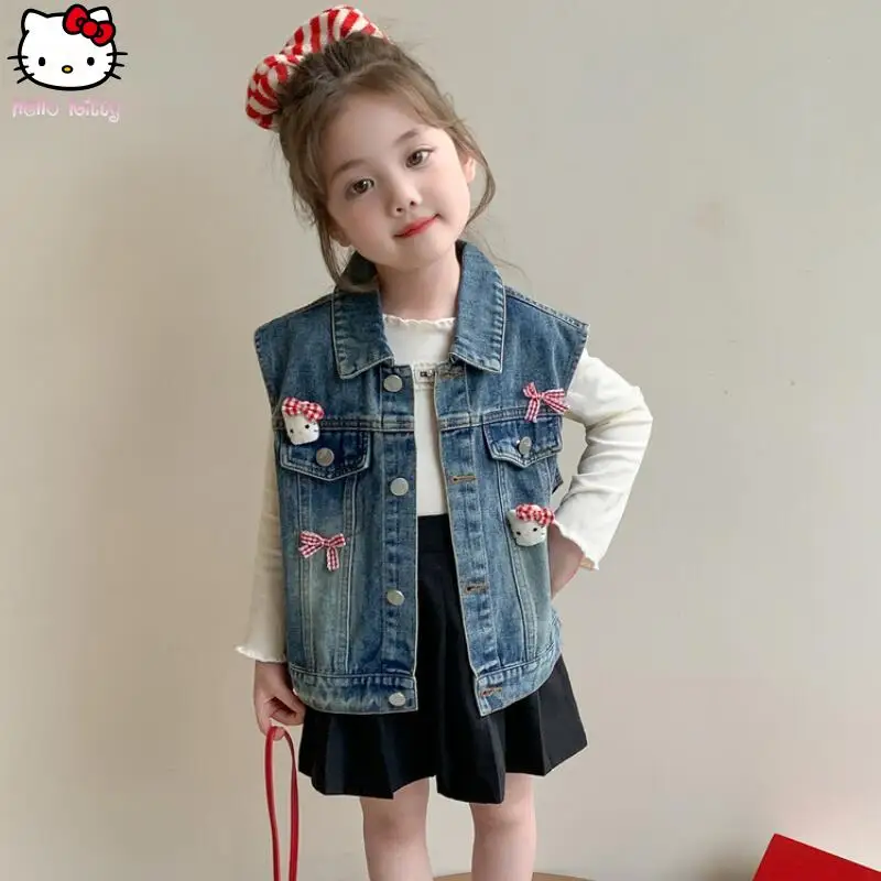 حار Kawaii مرحبا كيتي أنيمي سترة الأطفال الكرتون سترة سترة أنيقة تحمل شعار لعبة البيسبول جديد دافئ ملابس كاجوال مناسبة لخريف فتاة الملابس