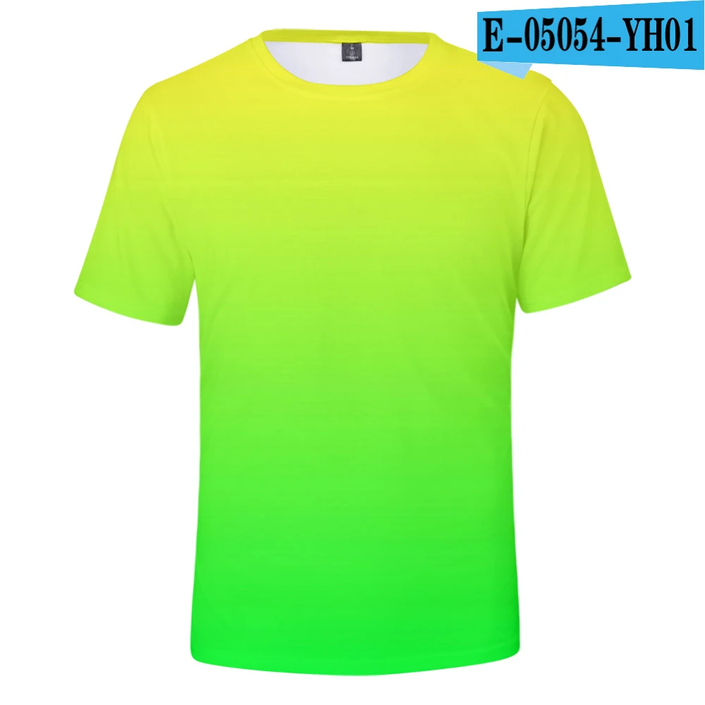 

T-Shirt Men/Women Summer green T shirt Boy/Girl Solid Colour Tops Rainbow Streetwear Tee Colourful 3D Printed Kids shirt