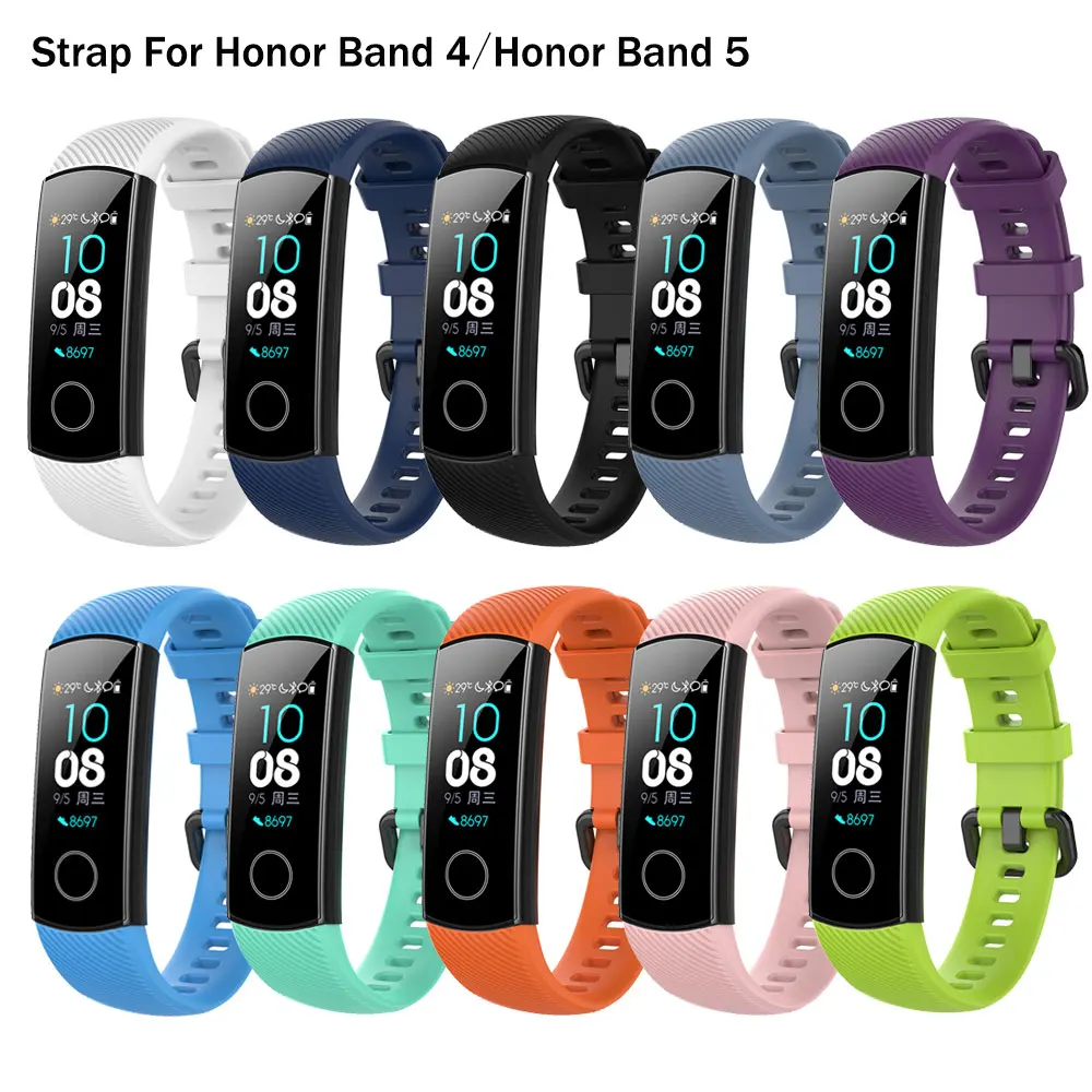 Pulseira de pulso de silicone para huawei honor band 4/5 relógio inteligente banda de substituição ajustável pulseiras para honra banda 4/5
