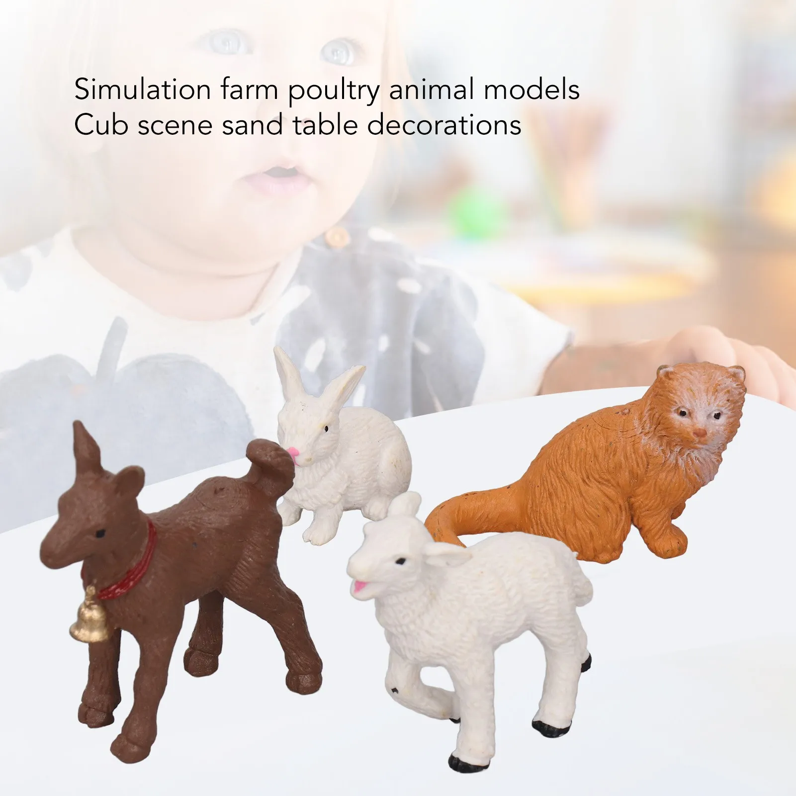 12Pcs Simulation Farm Animals Educational Toys Horse Sheep Pig Cow Cat Dog Chick Duck Rabbit Farm Animals Toys Statues - view 6