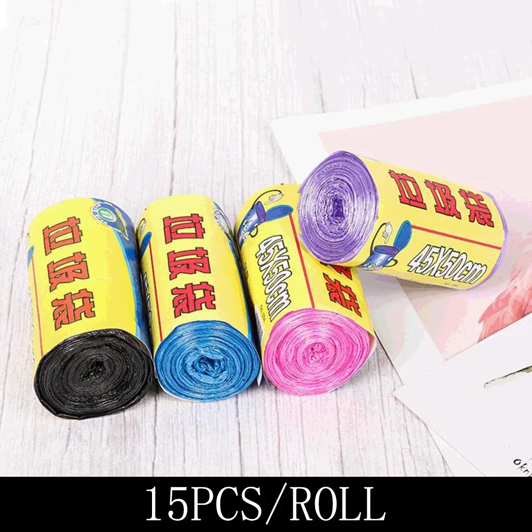 15PCS/Roll Garbage Bag Medium Household Affordable Thickening Trash Bag Kitchen Living Room And Bathroom Rubbish Bag Home