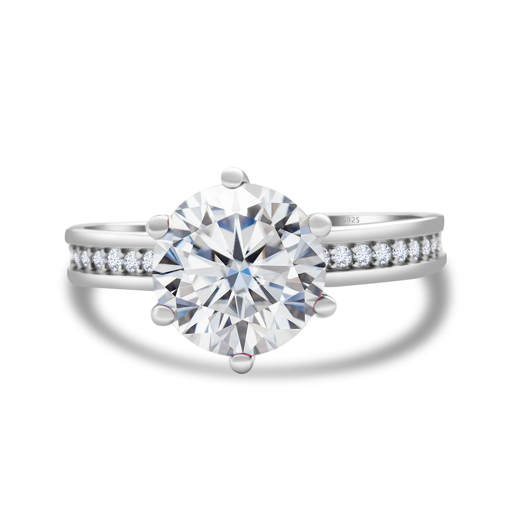 Moissantie Diamantring, Farbe D, Reinheit VVS, aus 925er Sterlingsilber, für Damen und Herren, geeignet für den täglichen Gebrauch und als Geschenk zur Verlobung. – Detail 5