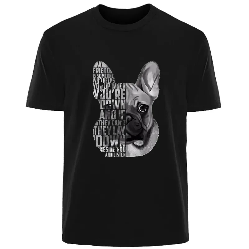 

Handsome French Bulldog Print Summer High Quality Men Cotton Material Breathable T-Shirt Outdoor Casual Fashion Men Street Wear