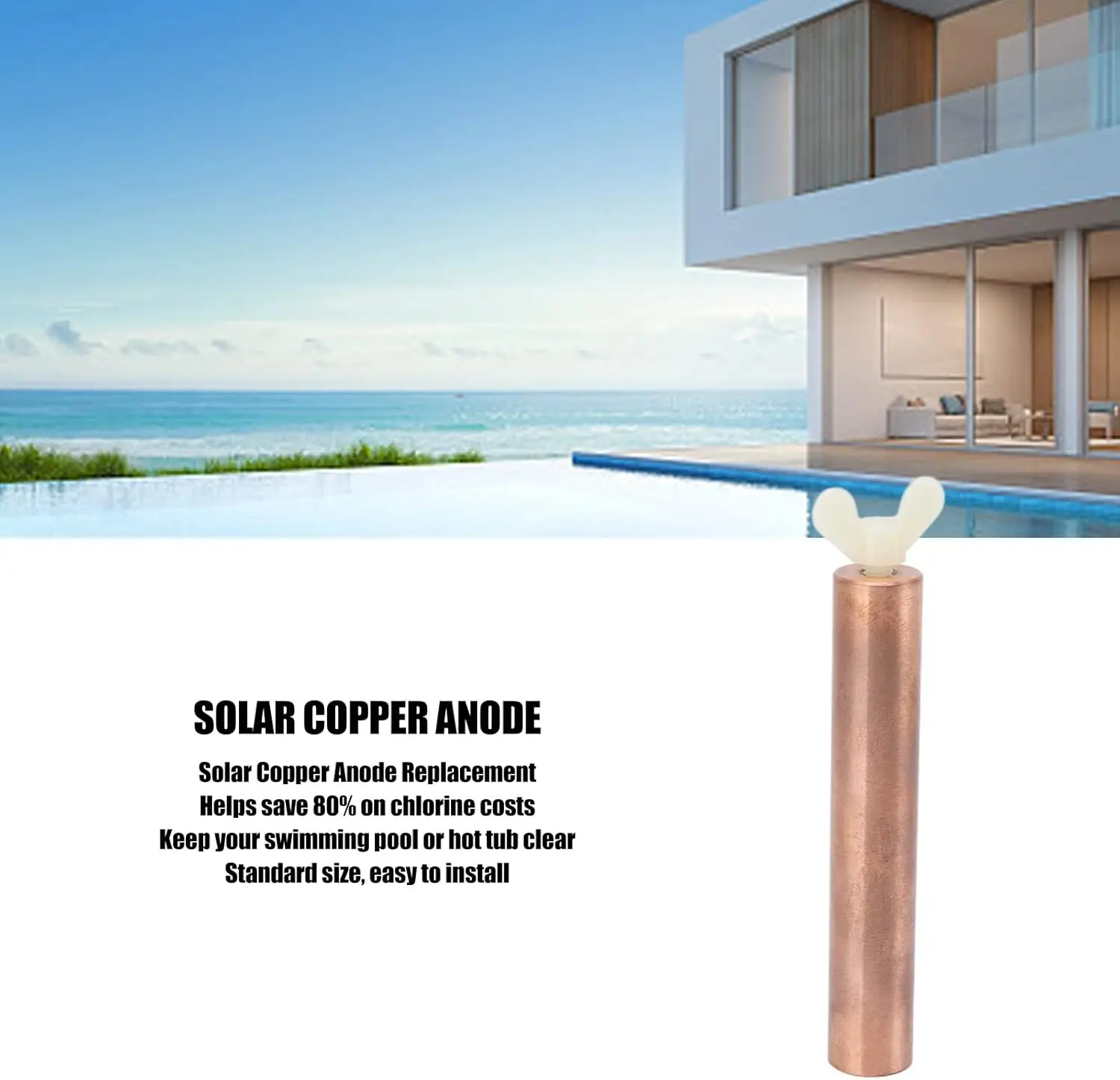 Solar Copper Anode Replacement High Efficiency Sun Shock Solar Pool Ionizer Anode Rod Solar Anode Replacement Solar Copper Anode