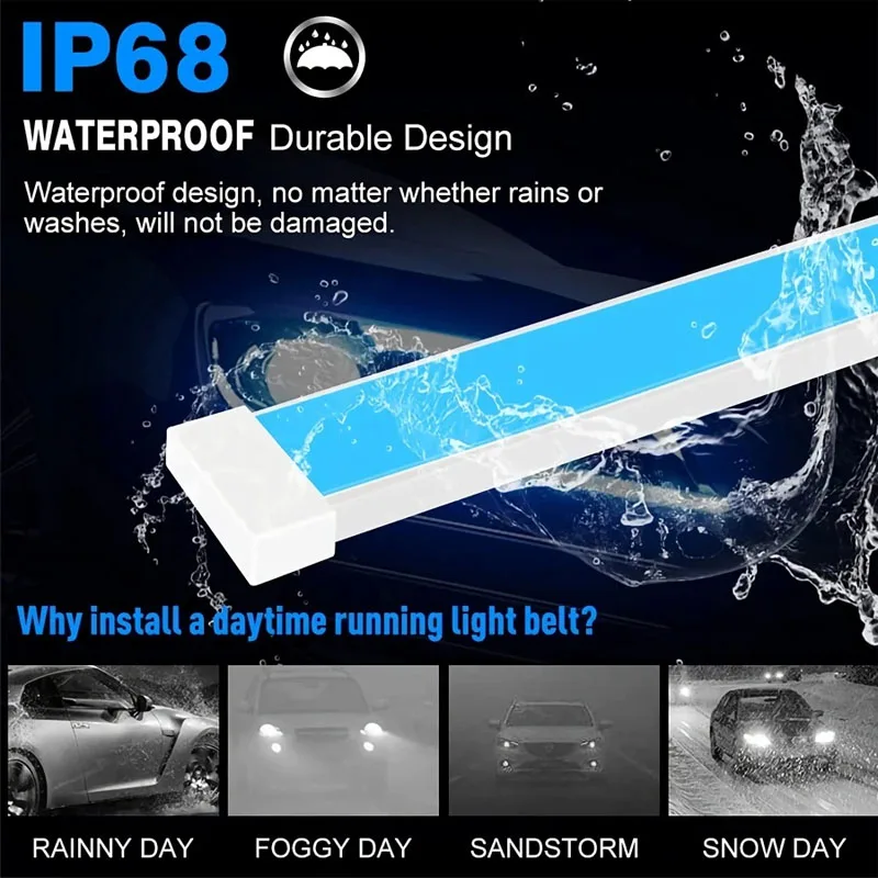 2Pcs Car LED Daytime Running Light DRL APP Control Flexible RGB Flowing Turn Signal Strip Headlight Decorative Lamp Super Bright