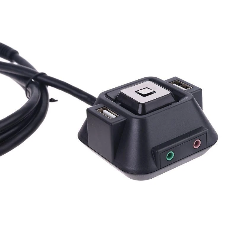 Multifunctional USB 2.0 Computer Switch External Power On/Off Reset Button with Microphone Port
