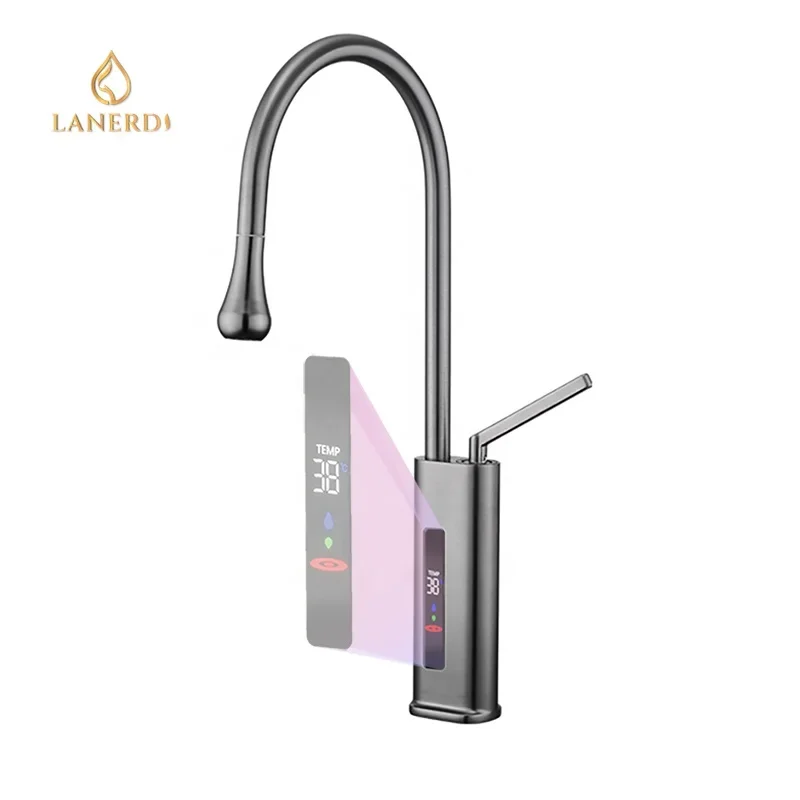 Droplet Spout Smart Temperature LED Display Brass Pull-down Kitchen Faucet with Single Handle Hot and Cold Function Kitchen Tap